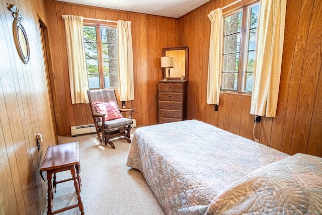 35 Middle Rd, Acton, ME 04001 - bedroom with multiple windows, wood walls, and carpet