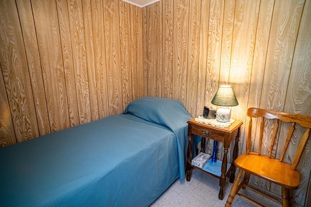 35 Middle Rd, Acton, ME 04001 - bedroom featuring wooden walls and tile patterned floors