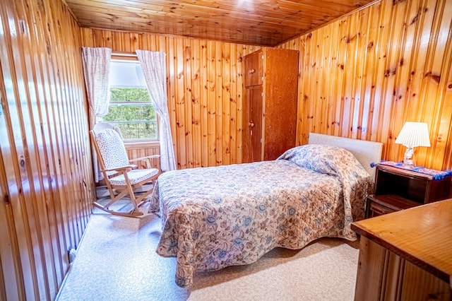 35 Middle Rd, Acton, ME 04001 - bedroom with wooden ceiling and wood walls