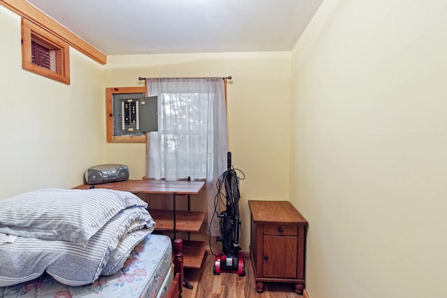 bedroom with light hardwood / wood-style flooring