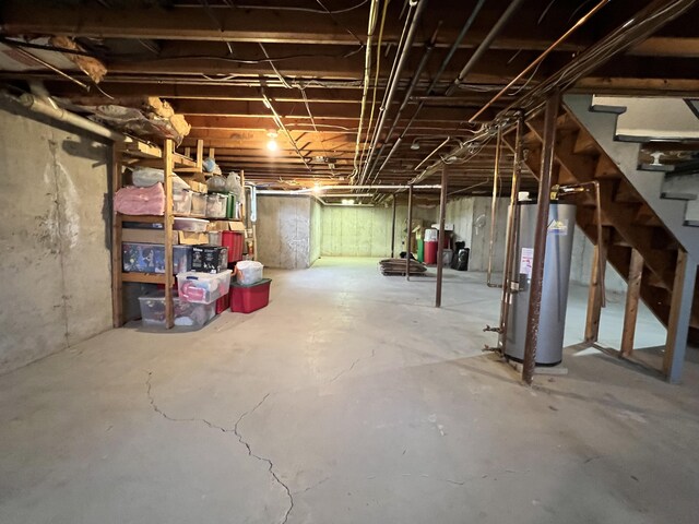 basement with gas water heater