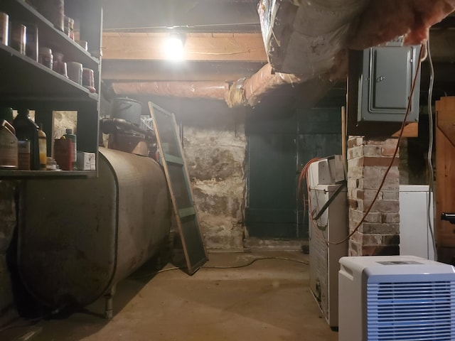 basement featuring electric panel