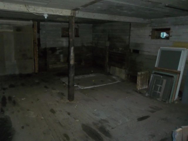 view of unfinished basement