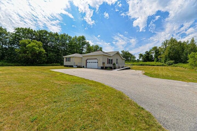 832 College St, Lewiston, ME 04240 - ranch-style home with an attached garage, driveway, and a front lawn