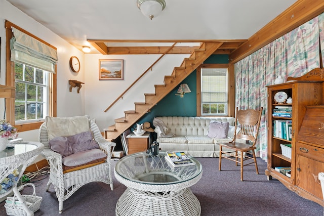 living room with carpet