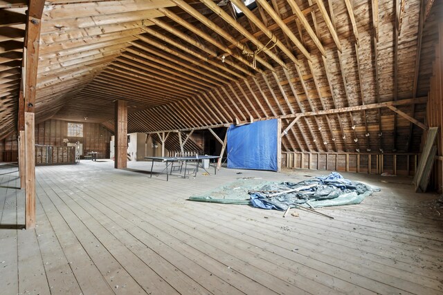 view of unfinished attic