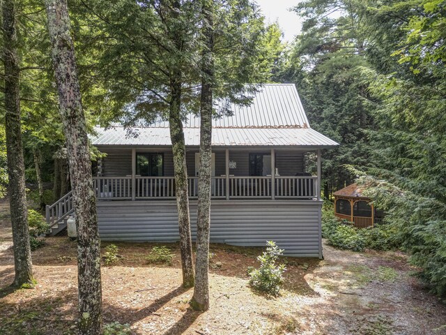 cabin with covered porch