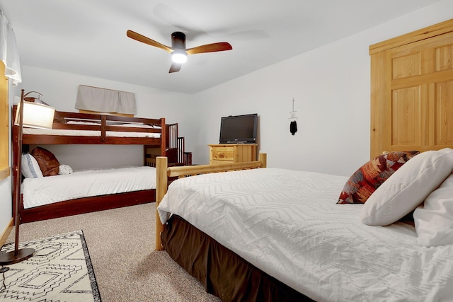 bedroom featuring carpet floors and ceiling fan