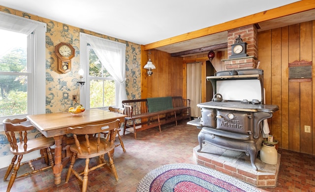 1276 State Route 32, Bristol, ME 04564 - dining space featuring plenty of natural light, wooden walls, and wallpapered walls