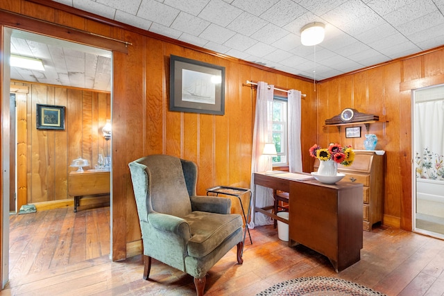 1276 State Route 32, Bristol, ME 04564 - sitting room with wooden walls and hardwood / wood-style flooring