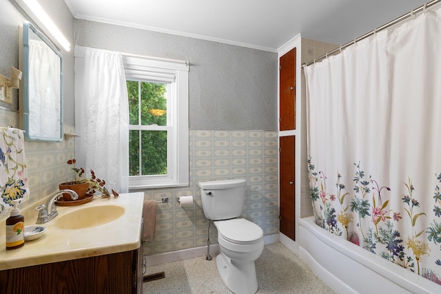 1276 State Route 32, Bristol, ME 04564 - full bath featuring vanity, crown molding, toilet, shower / bathtub combination with curtain, and visible vents