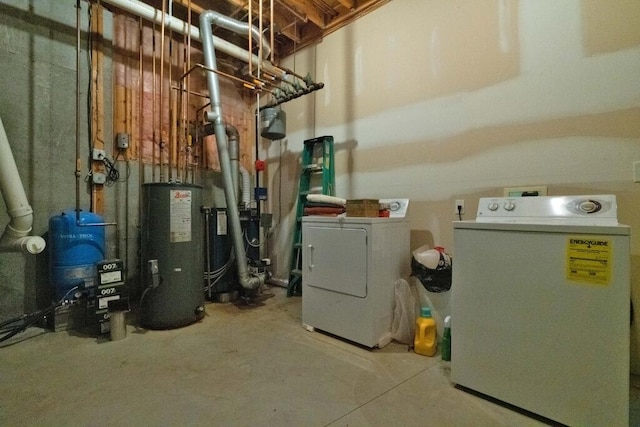 utilities with washing machine and clothes dryer and water heater