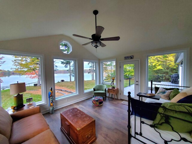 124 Collette Rd, Holden, ME 04429 - living room with healthy amount of natural light, a water view, and lofted ceiling