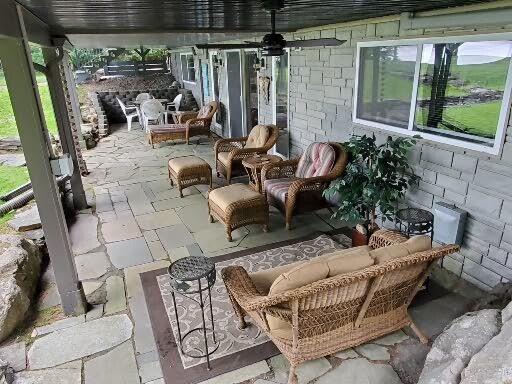 124 Collette Rd, Holden, ME 04429 - view of patio / terrace with a ceiling fan