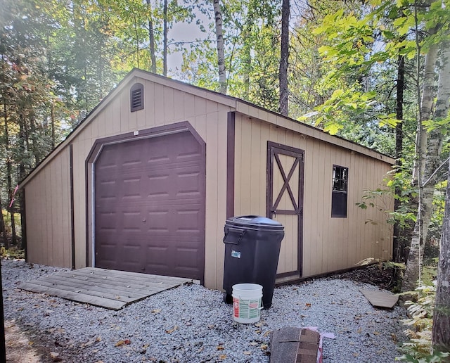 garage with wooden walls