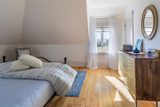 bedroom with light hardwood / wood-style floors