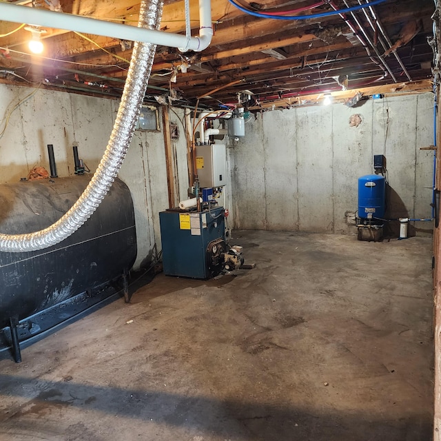 basement featuring water heater