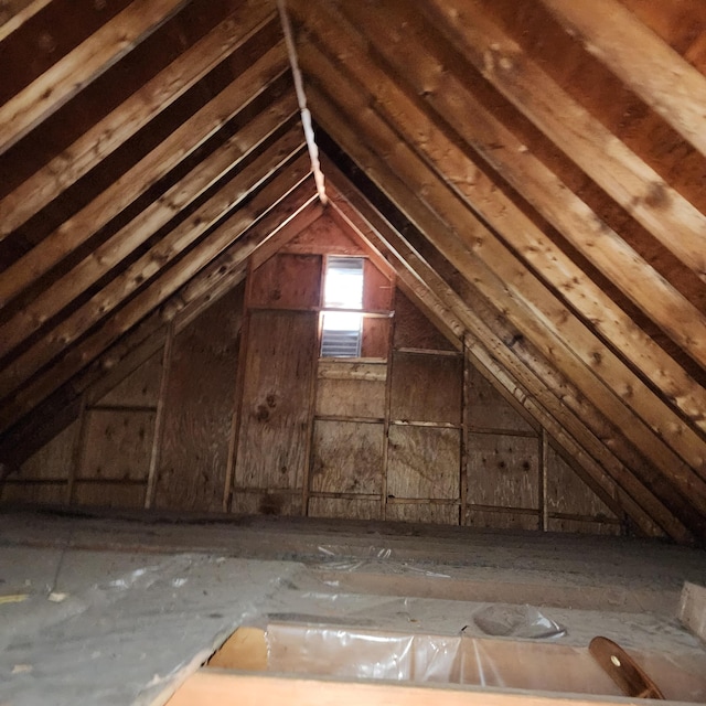 view of unfinished attic