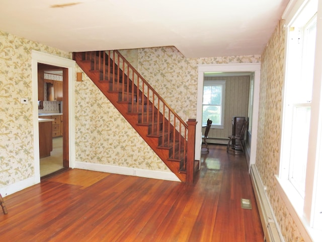 stairway with wood-type flooring