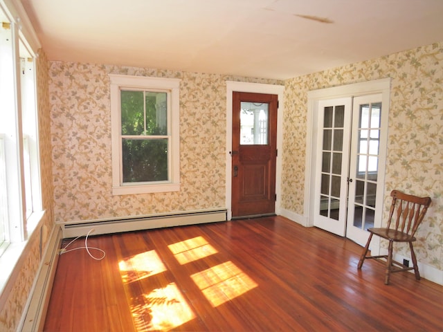 entryway featuring plenty of natural light and dark wood-type flooring