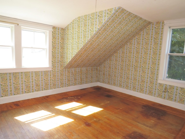 bonus room with lofted ceiling and hardwood / wood-style flooring