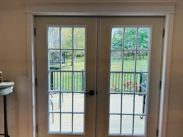 doorway to outside featuring french doors