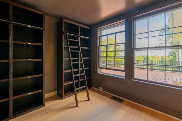 interior space with light hardwood / wood-style flooring