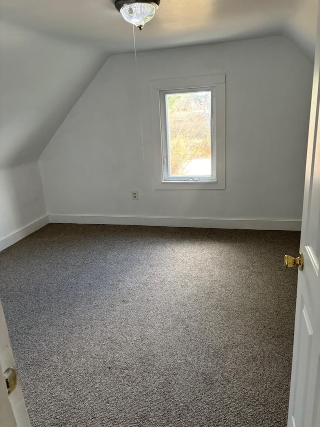 bonus room with carpet floors and vaulted ceiling