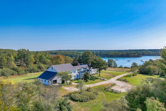 87 Carter Point Rd, Sedgwick, ME 04676 - aerial view of property and surrounding area featuring a large body of water and a heavily wooded area