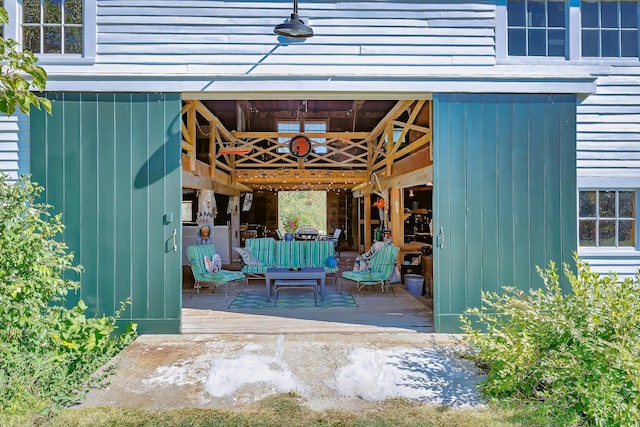 87 Carter Point Rd, Sedgwick, ME 04676 - entrance to property featuring an outdoor living space and a patio area