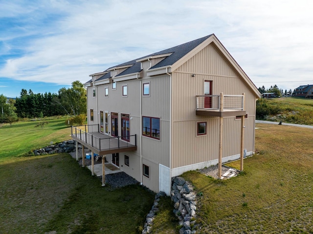 view of property exterior with a yard