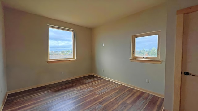 unfurnished room featuring dark wood-type flooring