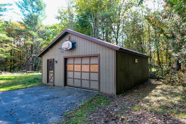 garage with wood walls