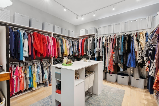 spacious closet featuring light wood-type flooring