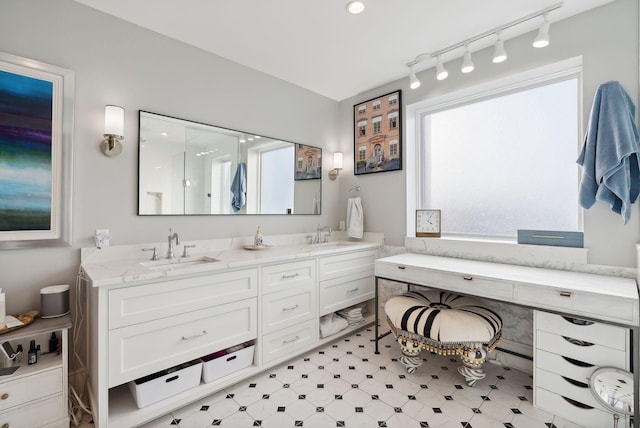 383 Commercial St Unit 701, Portland, ME 04102 - full bathroom with a sink, track lighting, and double vanity
