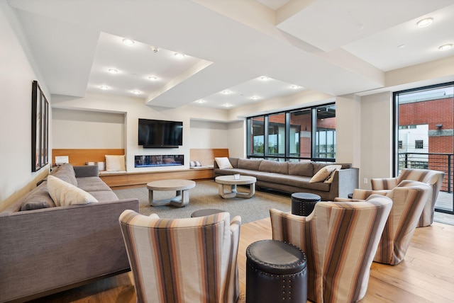 living room with light hardwood / wood-style floors