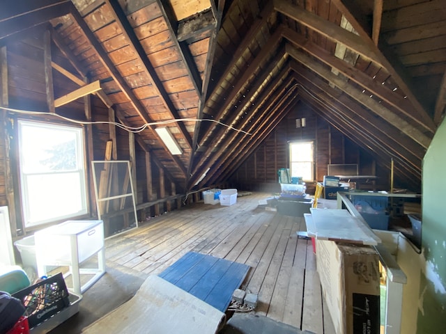 unfinished attic with plenty of natural light