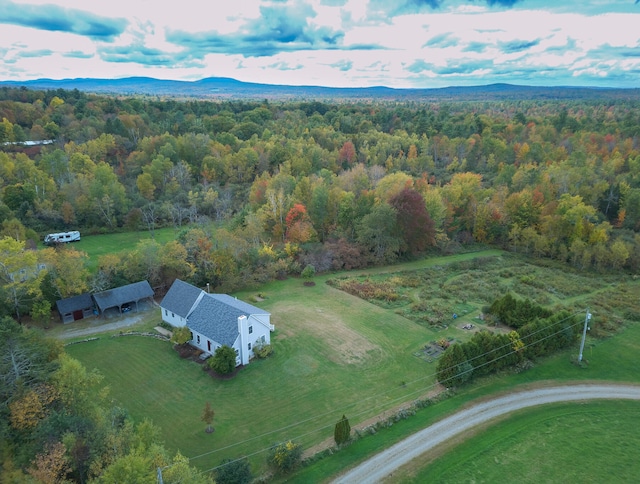 bird's eye view with a mountain view