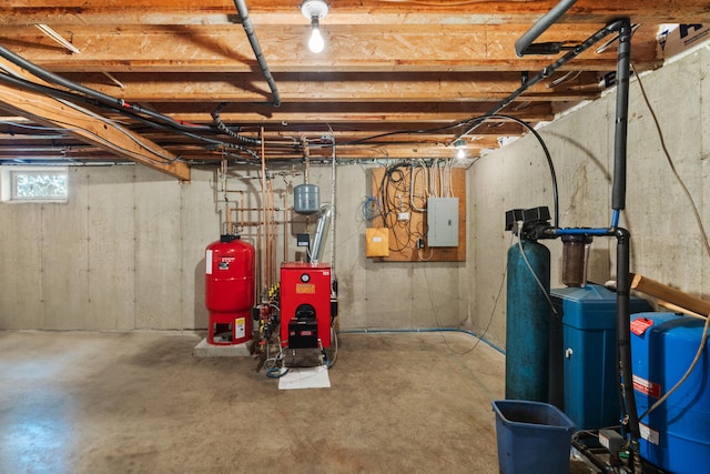 basement with electric panel