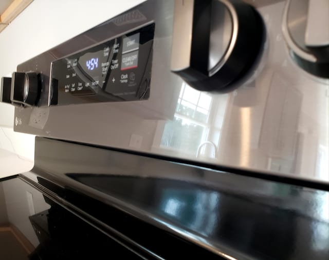 details with stainless steel range oven