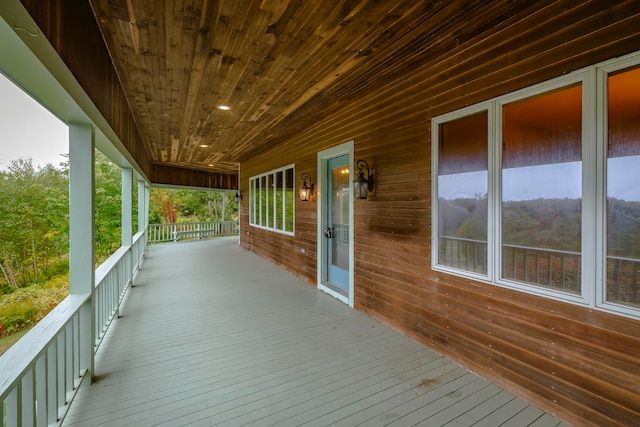 deck with covered porch