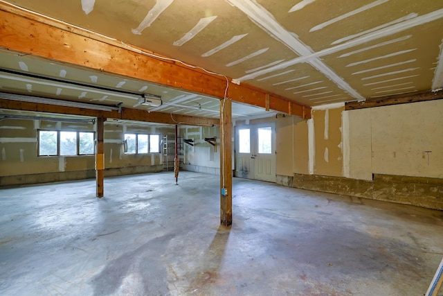 basement featuring plenty of natural light