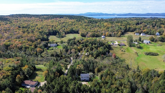 birds eye view of property with a mountain view