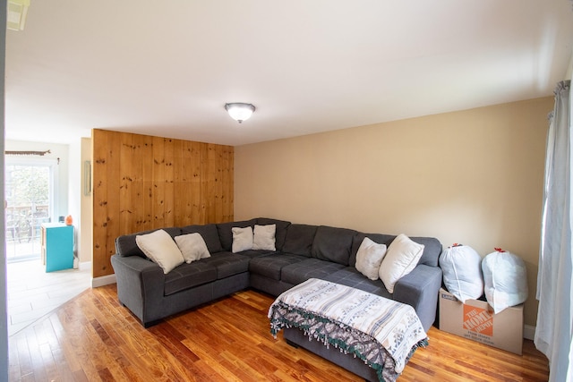 living room with hardwood / wood-style floors