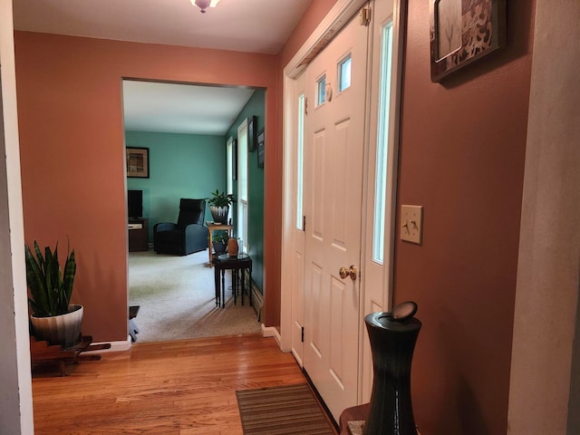 foyer entrance featuring light wood-type flooring