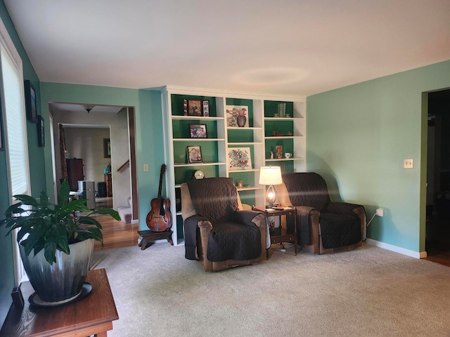 living room with carpet flooring