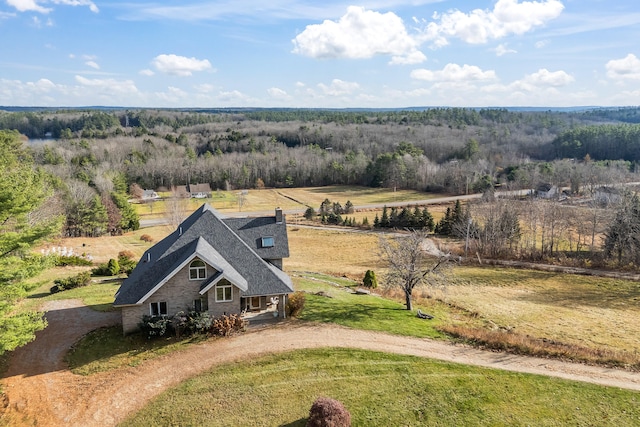 aerial view with a rural view