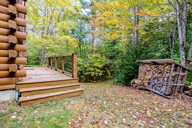 view of yard with a deck