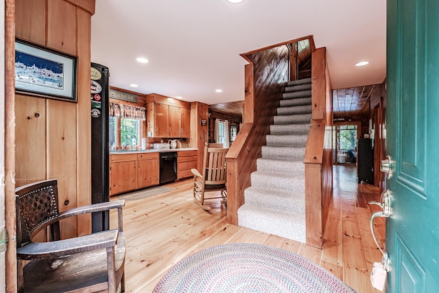 11 Goss Pond Rd, Bethel, ME 04217 - kitchen featuring dishwasher, plenty of natural light, light wood-style flooring, light countertops, and recessed lighting