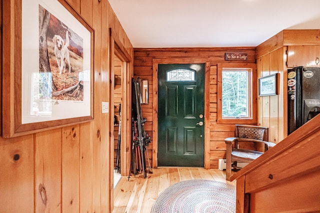 11 Goss Pond Rd, Bethel, ME 04217 - foyer featuring wood walls and light wood finished floors